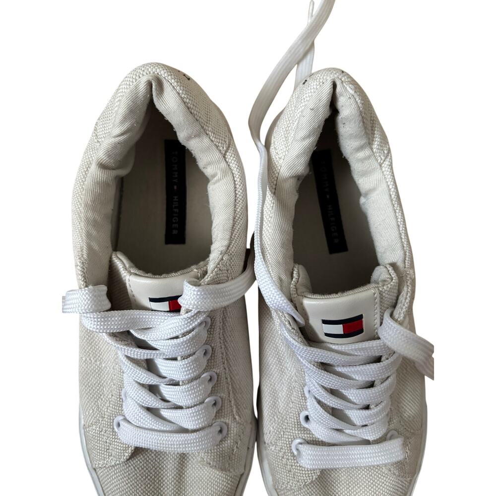 Tommy Hilfiger Women’s White Canvas Lace-Up Sneakers Size 7M Casual Shoes - Picture 4 of 6